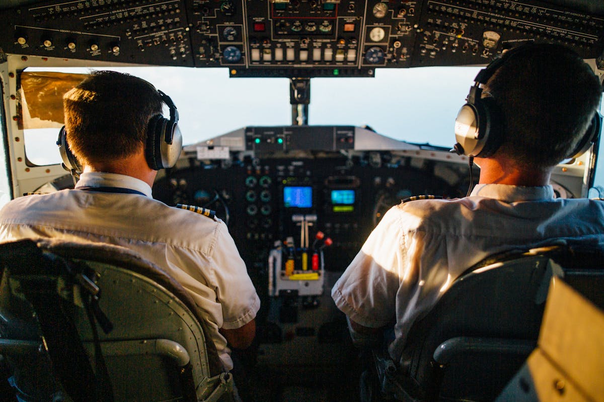Pilots in cockpit